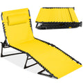 Portable Patio Chaise Lounge Chair Outdoor Recliner w/ Pillow - Yellow