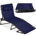 Portable Patio Chaise Lounge Chair Outdoor Recliner w/ Pillow - Navy