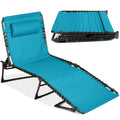 Portable Patio Chaise Lounge Chair Outdoor Recliner w/ Pillow - Peacock