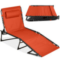 Portable Patio Chaise Lounge Chair Outdoor Recliner w/ Pillow - Burnt Orange