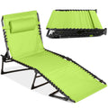 Portable Patio Chaise Lounge Chair Outdoor Recliner w/ Pillow - Lime Green