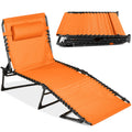 Portable Patio Chaise Lounge Chair Outdoor Recliner w/ Pillow - Orange