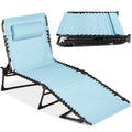 Portable Patio Chaise Lounge Chair Outdoor Recliner w/ Pillow - Slate Blue
