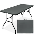Portable Folding Plastic Dining Table w/ Handle, Lock - 6ft - Dark Gray