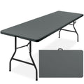Portable Folding Plastic Dining Table w/ Handle, Lock - 8ft - Dark Gray