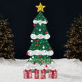 6ft Lighted 2D Christmas Tree Outdoor Decor w/ 170 LED Lights, 3 Gift Boxes - Red/White