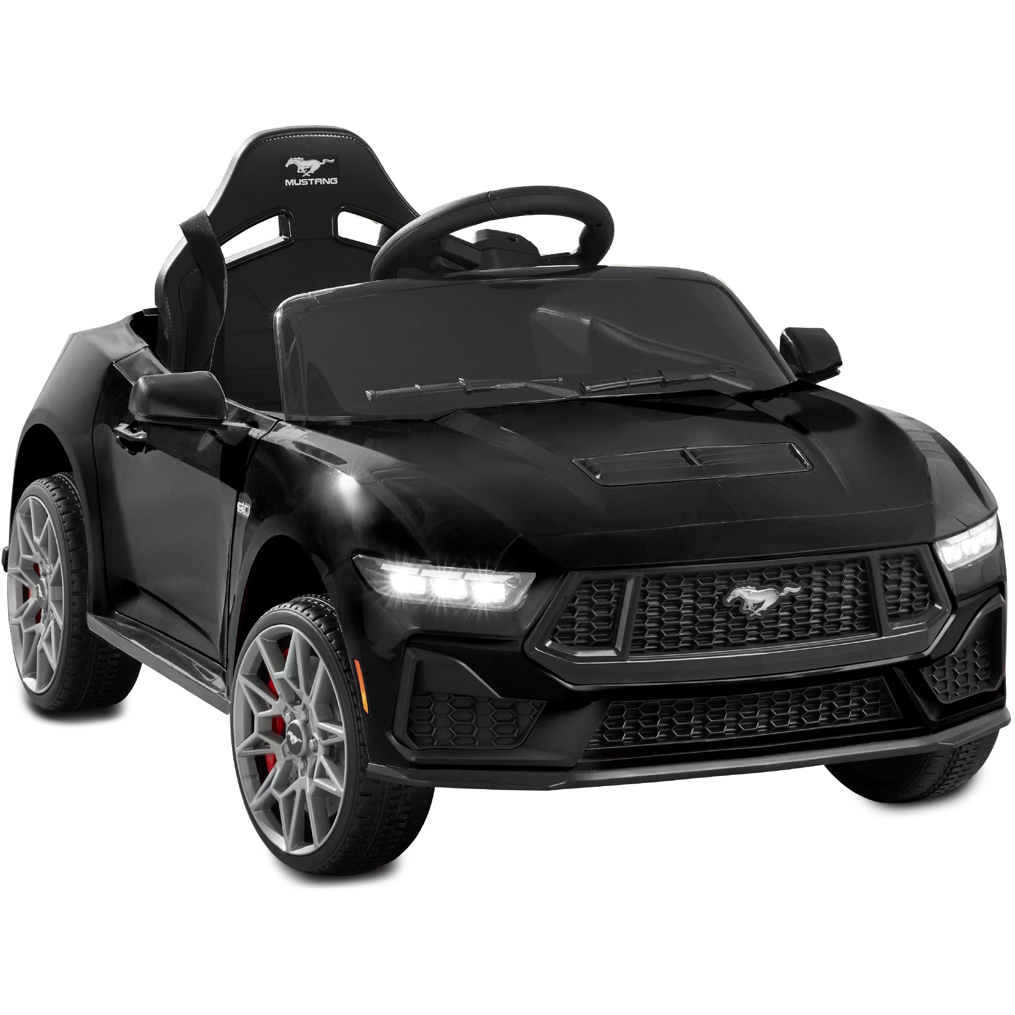 12V Kids Ride-On Car Officially Licensed Ford Mustang w/ Remote, 2 Speeds - Black
