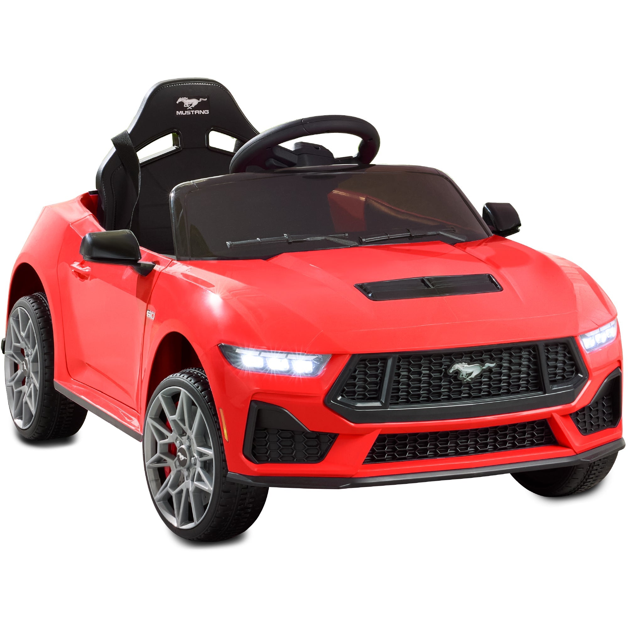 12V Kids Ride-On Car Officially Licensed Ford Mustang w/ Remote, 2 Speeds - Red
