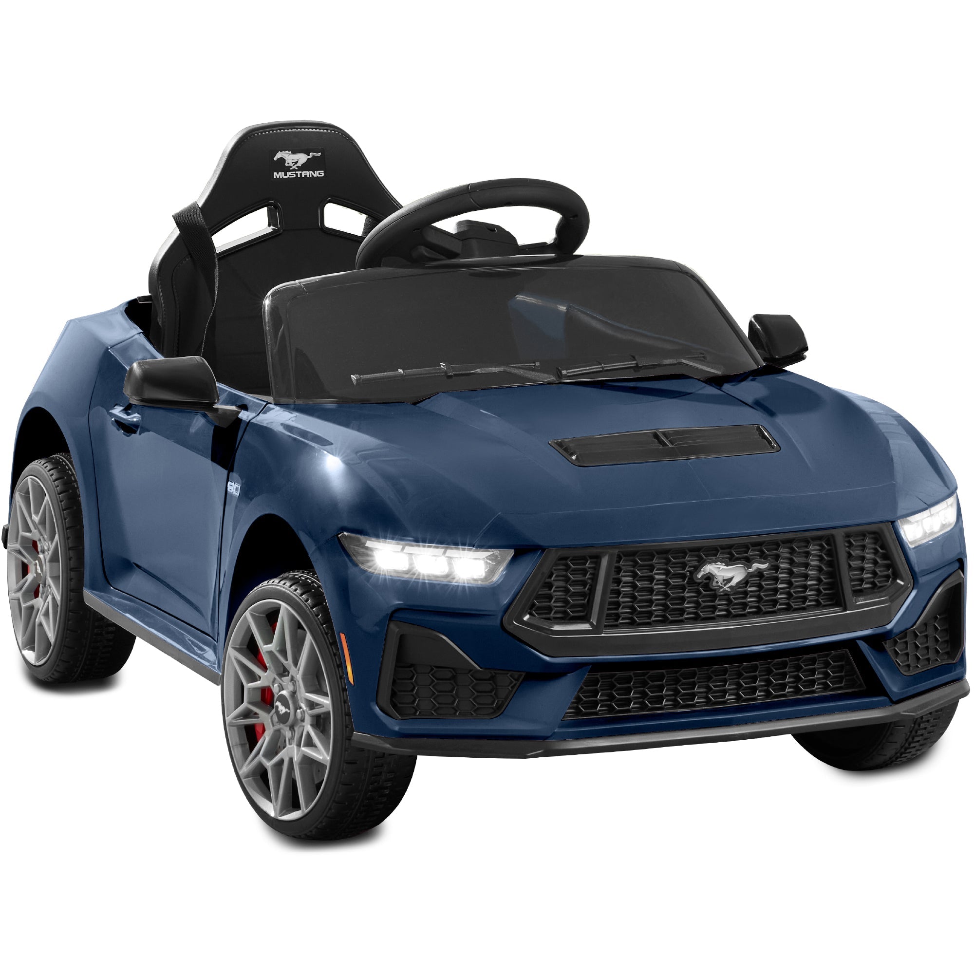12V Kids Ride-On Car Officially Licensed Ford Mustang w/ Remote, 2 Speeds - Blue