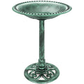 Vintage Outdoor Garden Bird Bath w/ Fleur-de-Lis Accents - Mint Green