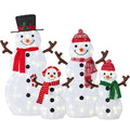 2D Lighted Snowman Family Set Outdoor Yard Decor w/ Twinkling LED Lights - 4-Piece