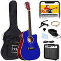 Beginner Acoustic Electric Cutaway Guitar Set w/ Gig Bag, Strap - 41in - Dark Blue