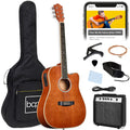 Beginner Acoustic Electric Cutaway Guitar Set w/ Gig Bag, Strap - 41in - Mahogany