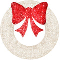 Pre-Lit Outdoor Christmas Wreath, LED Metal Holiday Decor w/ Bow - 30in - White/Red