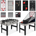 13-in-1 Combo Game Table Set w/ Ping Pong, Foosball, Basketball, Air Hockey - Gray