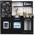 Pretend Play Kitchen Wooden Toy Set for Kids with 11 Accessories - Black
