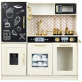 Pretend Play Kitchen Wooden Toy Set for Kids with 11 Accessories - Cream