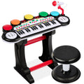 37-Key Kids Electric Keyboard w/ Microphone, Stool - Black