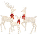 6.5ft 3-Piece Lighted Christmas Deer Set Outdoor Decor with LED Lights - White
