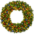 Pre-Lit Artificial Fir Christmas Wreath w/ Multicolor LED Lights, PVC Tips - 30in