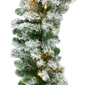 9Ft Pre-Lit Christmas Garland W/ 2-In-1 Led Lights - Green/Flocked - Battery