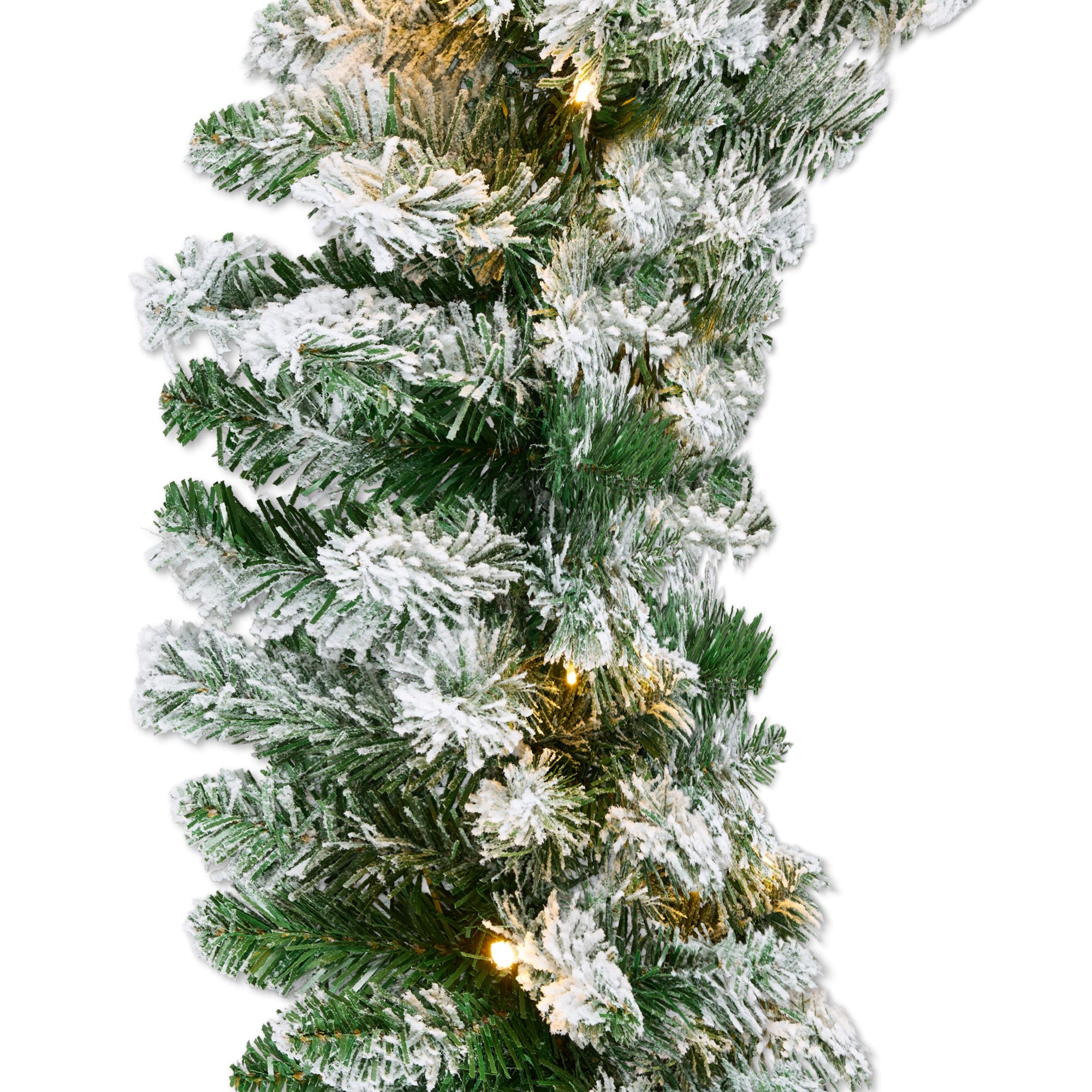 9Ft Pre-Lit Christmas Garland W/ 2-In-1 Led Lights - Green/Flocked - Battery