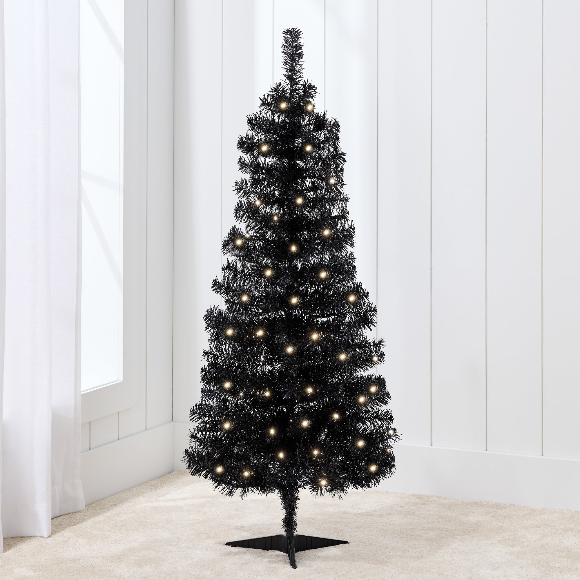 Prelit Colorful Mini Spruce Christmas Tree w/ LED Lights - 4ft - Black
