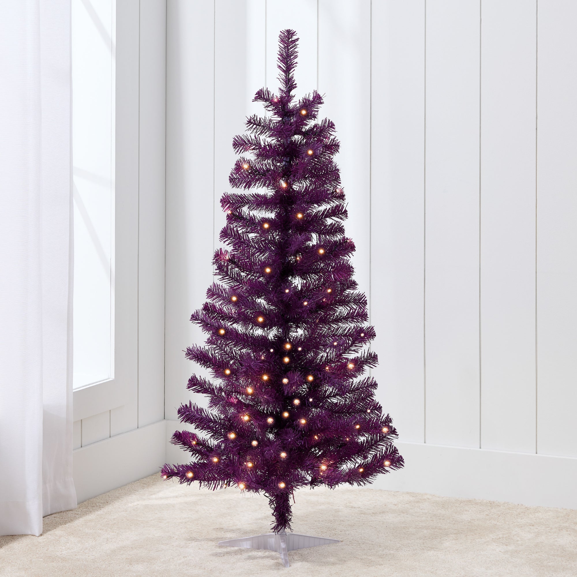 Prelit Colorful Mini Spruce Christmas Tree w/ LED Lights - 4ft - Purple