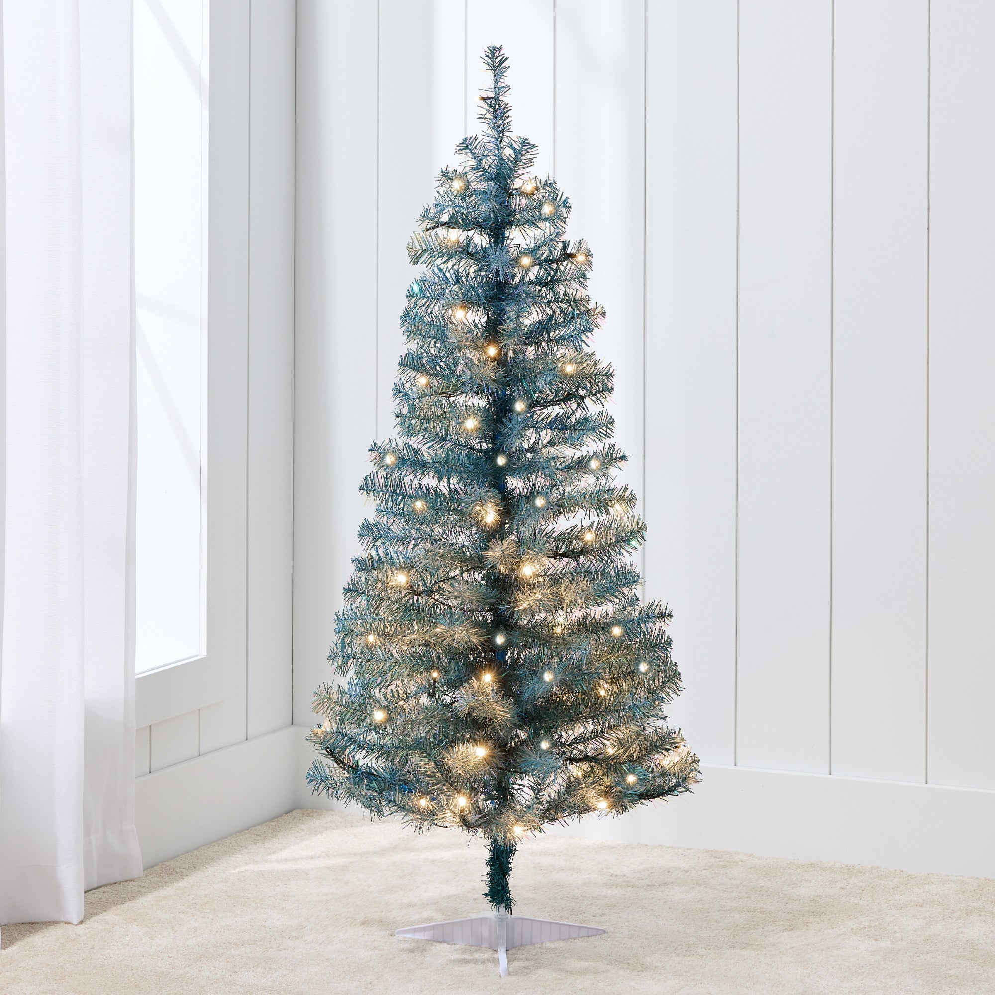 Prelit Colorful Mini Spruce Christmas Tree w/ LED Lights - 4ft - Peacock Blue