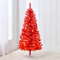 Prelit Colorful Mini Spruce Christmas Tree w/ LED Lights - 4ft - Red