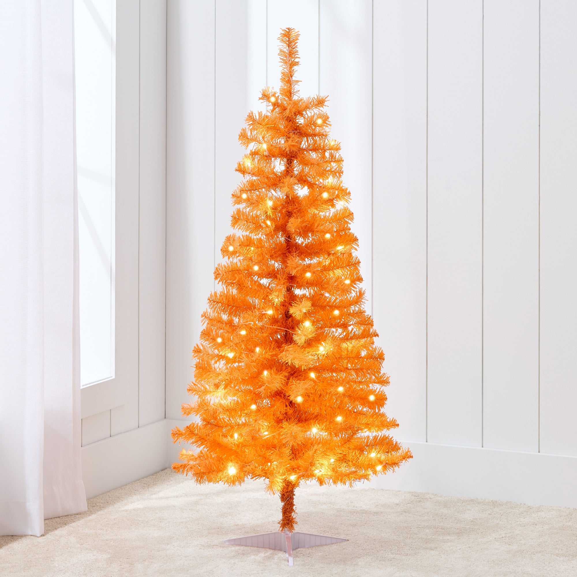 Prelit Colorful Mini Spruce Christmas Tree w/ LED Lights - 4ft - Orange
