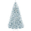 Pre-Lit Artificial Ice Blue Christmas Tree w/ Incandescent Lights - 7.5ft