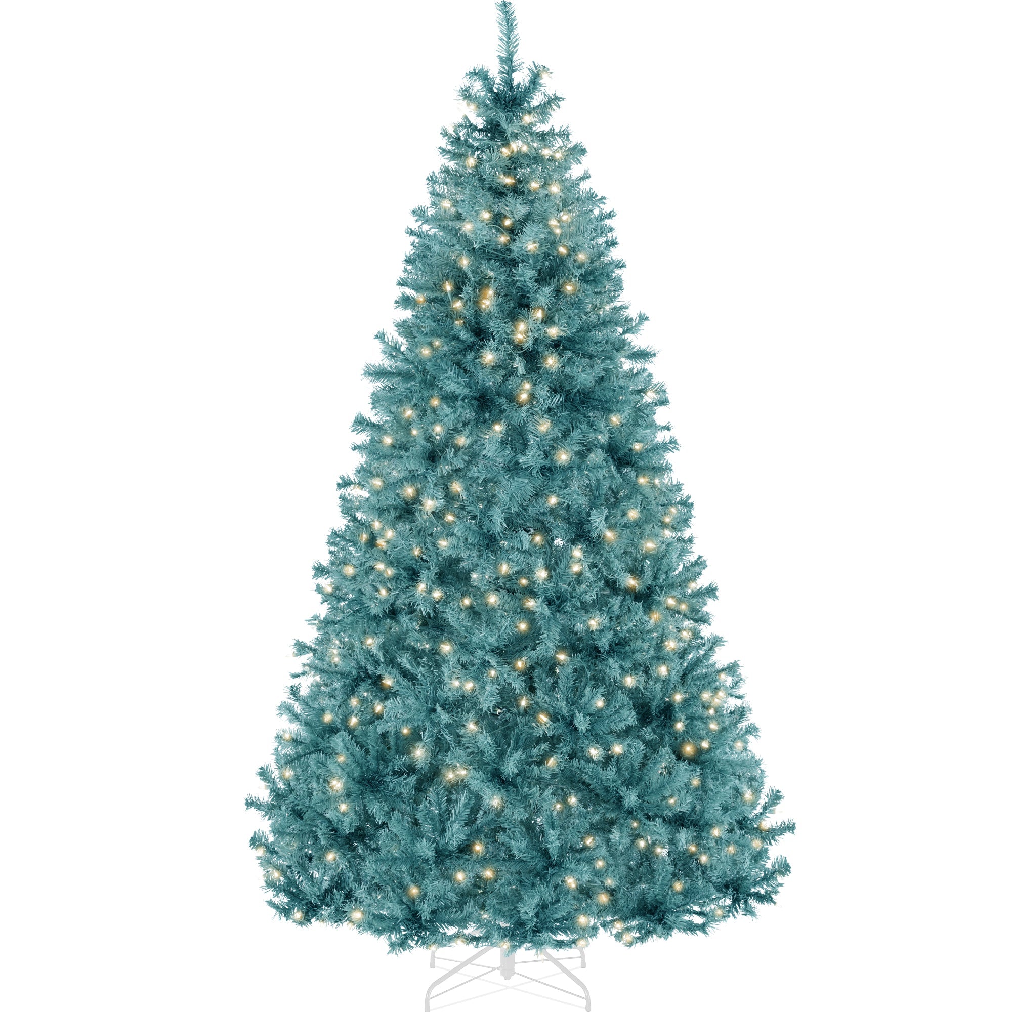 Pre-Lit Artificial Peacock Blue Christmas Tree w/ Incandescent Lights - 4.5ft
