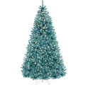 Pre-Lit Artificial Peacock Blue Christmas Tree w/ Incandescent Lights - 9ft
