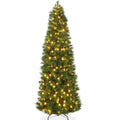 Pre-Lit Artificial Scotch Pine Pencil Christmas Tree w/ Metal Stand - 6ft