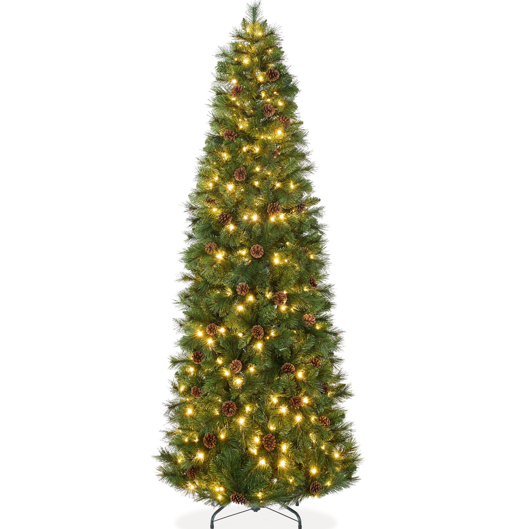 Pre-Lit Artificial Scotch Pine Pencil Christmas Tree w/ Metal Stand - 6ft