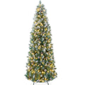 Pre-Lit Artificial Frosted Scotch Pine Pencil Christmas Tree w/ Metal Stand - 9ft