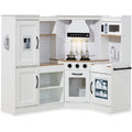 Pretend Play Corner Kitchen Wooden Toy Set for Kids w/ Lights, Sounds