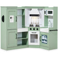 Pretend Play Corner Kitchen Wooden Toy Set for Kids w/ Lights, Sounds - Sage