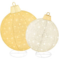 2pc Lighted Pop-Up Christmas Ornaments Decoration w/ 180 LED Lights, Stand - Gold/White