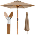 Outdoor Woodgrain Pattern Patio Umbrella Decoration w/ Tilt, Crank - 10ft - Tan