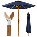 Outdoor Woodgrain Pattern Patio Umbrella Decoration w/ Tilt, Crank - 10ft - Navy Blue