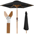 Outdoor Woodgrain Pattern Patio Umbrella Decoration w/ Tilt, Crank - 10ft - Black