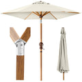 Outdoor Woodgrain Pattern Patio Umbrella Decoration w/ Tilt, Crank - 10ft - Ivory