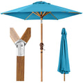 Outdoor Woodgrain Pattern Patio Umbrella Decoration w/ Tilt, Crank - 10ft - Sky Blue