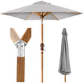Outdoor Woodgrain Pattern Patio Umbrella Decoration w/ Tilt, Crank - 10ft - Fog Gray