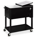 Portable Rolling Cooler Cart w/ Bottle Opener, Catch Tray - 80qt - Black