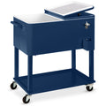 Portable Rolling Cooler Cart w/ Bottle Opener, Catch Tray - 80qt - Blue