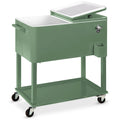 Portable Rolling Cooler Cart w/ Bottle Opener, Catch Tray - 80qt - Green