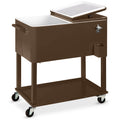 Portable Rolling Cooler Cart w/ Bottle Opener, Catch Tray - 80qt - Brown